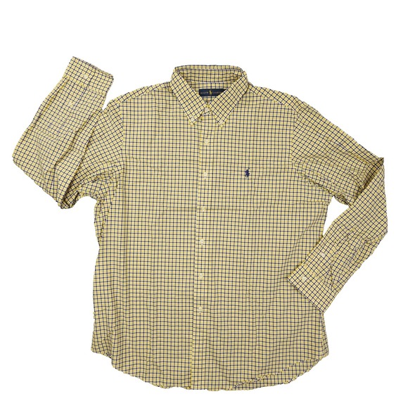 Ralph Lauren Other - Ralph Lauren Button‎ Up Shirt Men's XL Navy Blue Yellow Plaid Long Sleeve Preppy